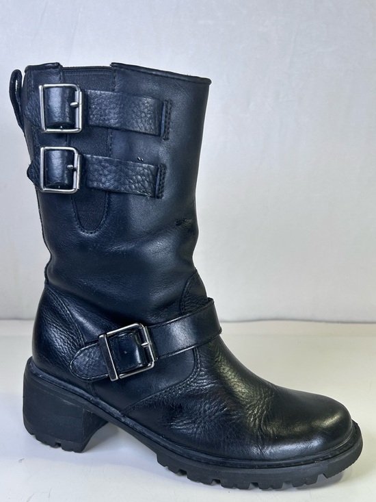 Rockport Shoes - Rockport Hydro-Shield Black Leather Moto Buckle Waterproof Boots Size 6.5.